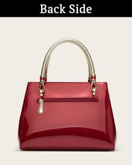 SYGA Women's Glossy Patent Leather Handbag Large Capacity Bag Suitable Gift for a festival,occasion,Birthday(BURGUNDY)