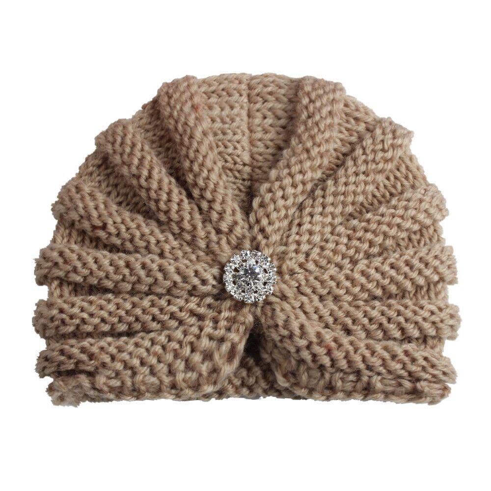 SYGA Baby Turban Winter Cap Handmade Woolen Warm Knit Infant Toddler Unisex Baby Hat 0-3 Years (Black)