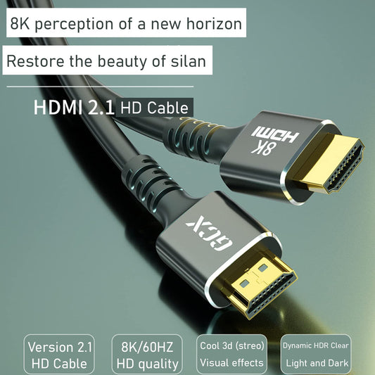 SYGA HDMI Cable 8K HDMI 2.1 Cable 60Hz 4K/120HZ 48Gbps Black Cable HDCP2.2 HDMI for Monitor Projector PS4 PS5 HDMI Splitter - 0.5m/1.6ft