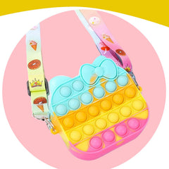 SYGA Children Pop It Fidget Silicone Bag Kids Push Popper Educational Decompression Bubble Shoulder Bag (Single Color)