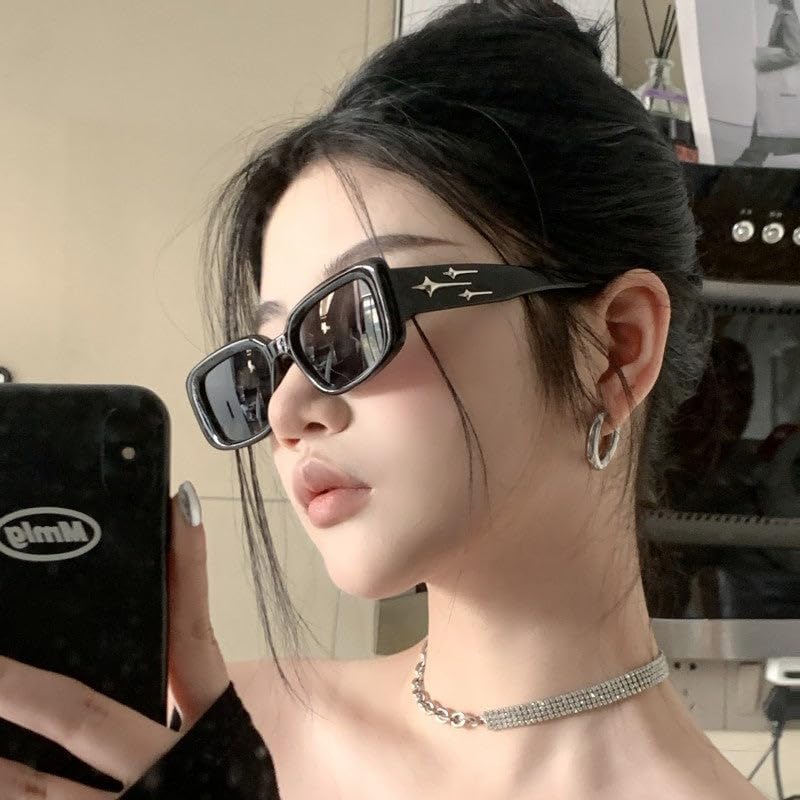 SYGA Women's Square Retro Sunglasses For Adult (Black)