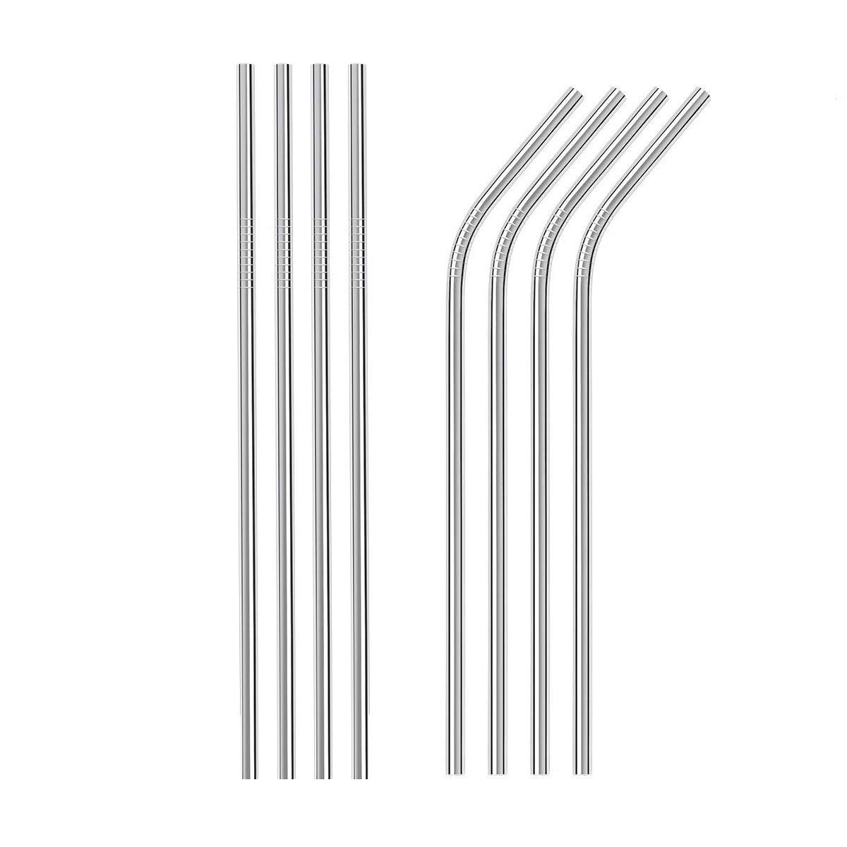 SYGA 8 Pieces Stainless Steel Straws Reusable, Metal Drinking Straws for Smoothie, Milkshake, Cocktail and Hot Drinks