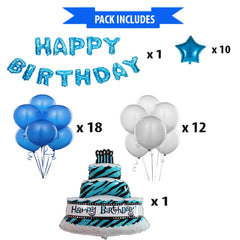 SYGA Cute Birthday Party Balloons Set - Happy Birthday Letters Balloons and Birthday Celebration Balloons Supplies Birthday Party Decoration with Dolphin and Cake Birthday (Blue)