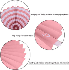 SYGA 6 Pieces of Paper Flower Fan Decoration Background Wall DIY Paper Fan Flower Ball Set(Pink)