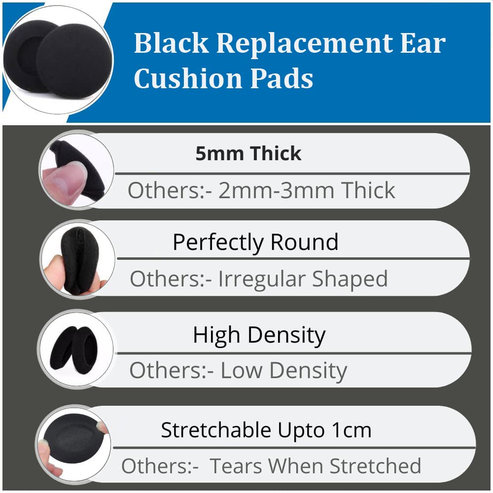SYGA 5 Pairs Black Replacement Ear Cushion Pads for Sennheiser PX100 Koss
