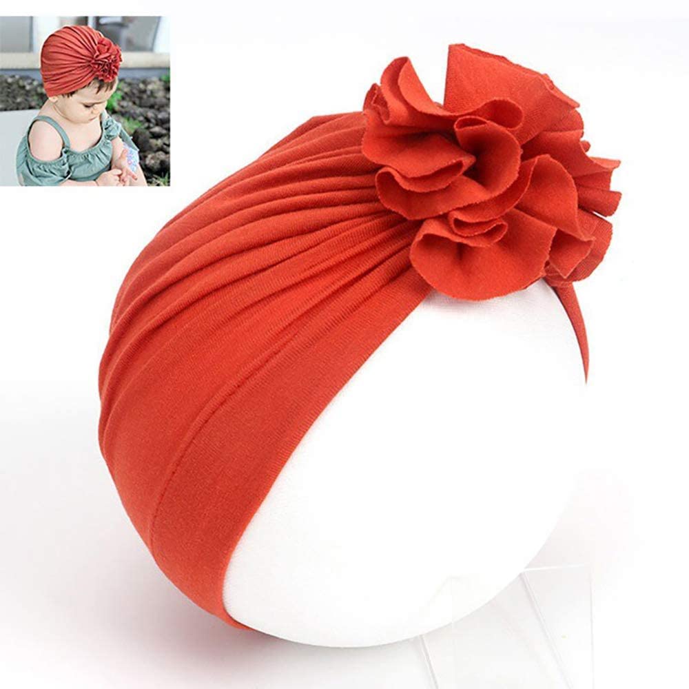 SYGA Unisex Baby Cap Nylon Cotton Flower Turban Hat Soft,Stretchable for Baby Cap 0-3 Years Black