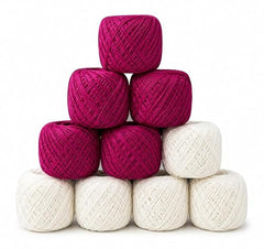 Crochet Cotton Thread Yarn Combo, 10 Rolls for Knitting, Crochet, Embroidery and Craft Making, Soft Decorative Thread for Handmade DIY Projects, Yellow & Green