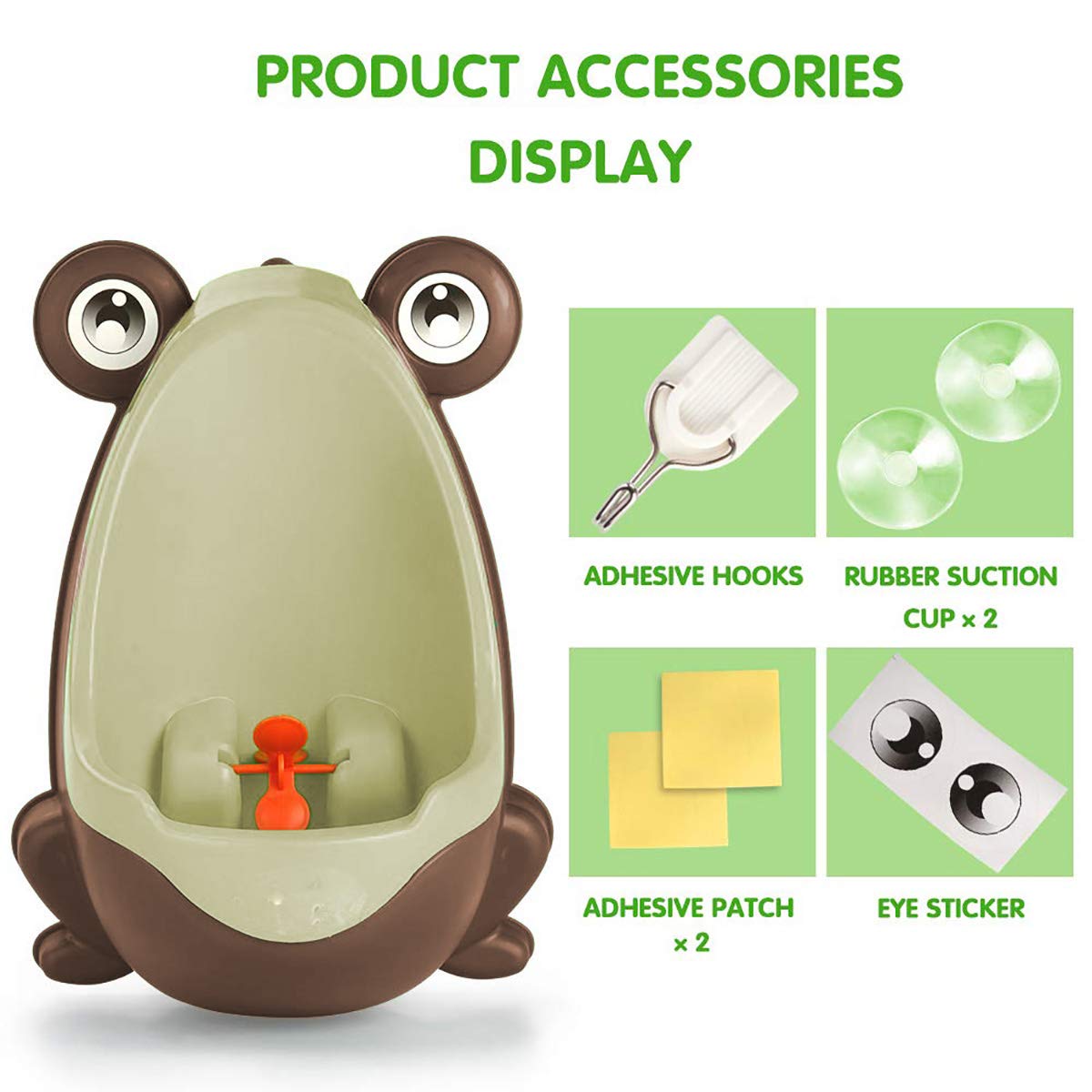 SYGA Cute Frog Potty Training Urinal for Boys with Funny Aiming Target_Brown