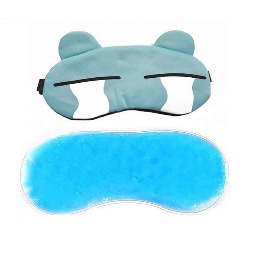 SYGA Cartoon Gel Ice Sleep Eye Mask Adjustable Head Strap Funny Eye Mask for Sleeping (Crying Eye Blue)