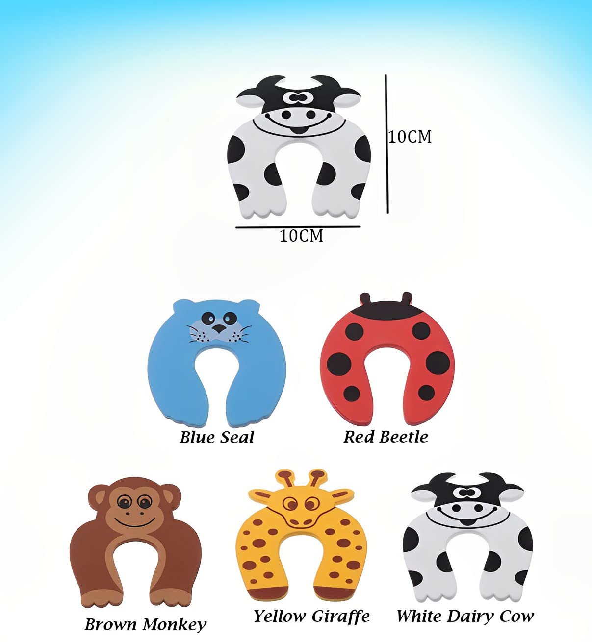 SYGA 5 Pcs Children Safety Door Pinch Guard,Door Slam Stopper Soft Foam Door Stopper,Prevents Finger Pinch Injuries &Child or Pet from Getting Locked in Room,Colorful Cartoon Animal Cushion-Muticolor