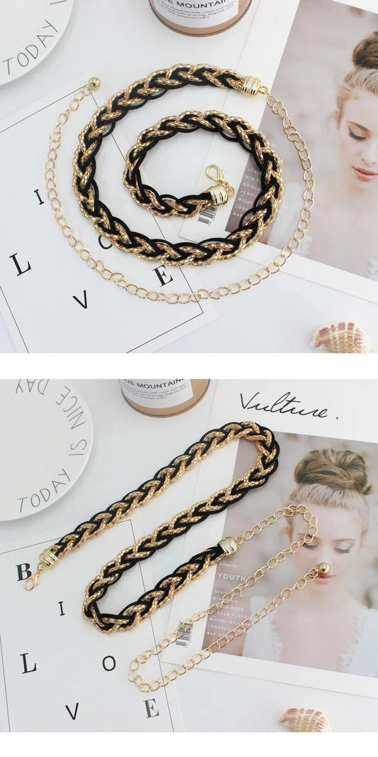 SYGA Pearl Waist Chain Belt Adjustable Decorative Belt Hollowed Tassel Waist Belts Suitable Size for Waist 26-40