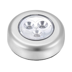 Syga 1 Pcs Metal Round Shaped LED Battery-Powered Wireless Night Light Stick Tap Torch Lamp(Silver)