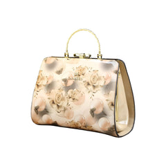 SYGA Elegant Floral Patent Handbag with Gold Handle - Women's Designer Shoulder Bag for Parties & Daily Use