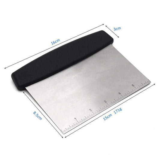 SYGA Square Cake Smoother with Scale Cutting Knife Utility Flour Scraping Baking Tool (Silver)