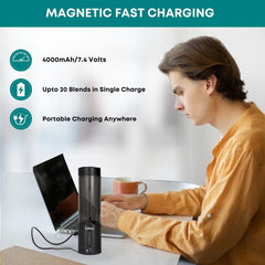 Libra Portable Blender for Smoothies & Juices â€“ USB Rechargeable Blender Juicer with 6 Blades, 450ml Capacity, 4000mAh Battery, 200W Motor, Waterproof Portable Juicer for Travel, Gym & Office (Black)