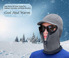 SYGA Zipper Balaclavas for Bikers, Winter Cap for Men Women with Fleece Lining, Mask for Winter, Free Size - Black