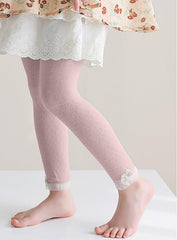 SYGA Girls' Summer Leggings, Pantyhose One Side Flower Design L Size is Suitable for 4-6 Years Old(White)