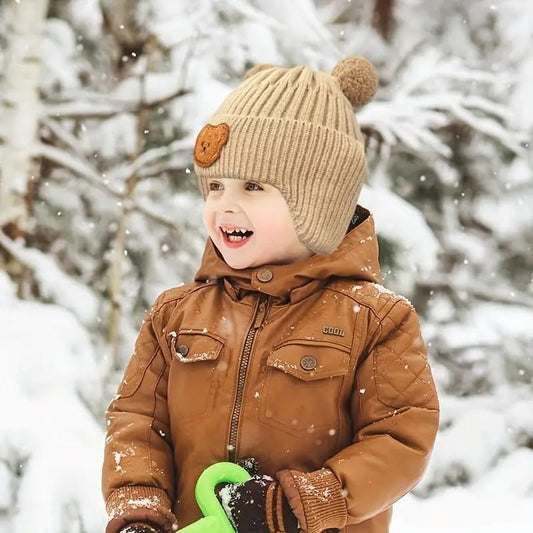 SYGA Winter Warm Ear Protection Knitted Cute Pompom Baby Hat (2-6Year)