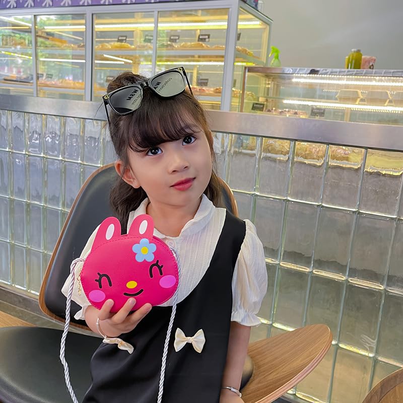 SYGA Children's Rabbit Sling Bag Small Mini Coin Bag Cartoon Backpack PU Leather Kitten Handbag for Toddlers Kids (Beige)