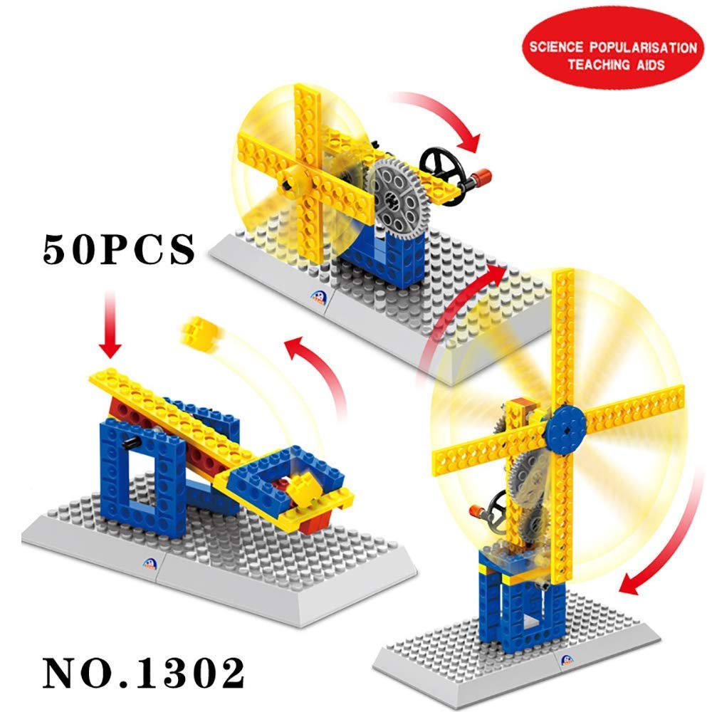 Syga 50 pcs 3 in 1 Structures Plastic Building Windmill, Small Windmill, Catapult (1302)- Multi Color
