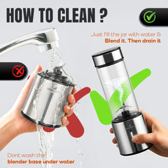 Goodscity Blender For Smoothie And Juices | Portable Hand Blender For Kitchen | Premium Usb Rechargeable Fruit Juicer Machine | 450Ml BPA FREE Food Grade Glass Jar| Long Battery Life |1 Year Warranty