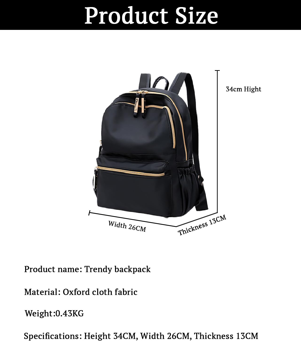 SYGA Women's Bags Backpacks Fashion Simple And Versatile Oxford Cloth Women's Bags(Black)