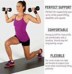 SYGA Wrist Wraps Brace with Thumb Loops Support Weight Lifting Powerlifting Squats Training GYM Fitness Fist Straps Bodybuilding and Workout for Unisex One Size Fits All - Blue, 2pcs(1 Pair)