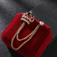 SYGA Men's & Women Suit Shirt Stud Lapel Pin Chain Tassel Brooch Pin with Crystal Chain(Golden Black Diamond)