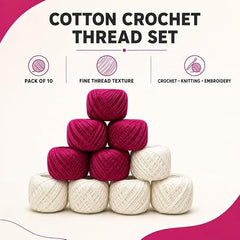 Crochet Cotton Thread Yarn Combo, 10 Rolls for Knitting, Crochet, Embroidery and Craft Making, Soft Decorative Thread for Handmade DIY Projects, Yellow & Green