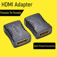 SYGA HDMI Female to Female HDMI Coupler Extension Adapter 4K HDMI Extender HDMI Coupler, Support 3D 4K 8K PC TV Projector (Pack of 2) - Black