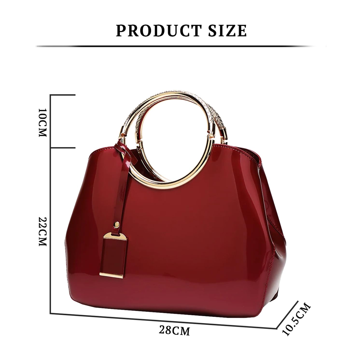 SYGA Leather Glossy Women's Bag Bride Wedding Handbag Women's One Shoulder Crossbody Stylish Bag(BURGUNDY)