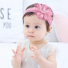 SYGA 3 Pcs Baby Girl Headband Soft Flower Bow Strechable Hairband Suitable For Newborns, Infants, Toddlers and Kids 0-3 Years(Color - 11)