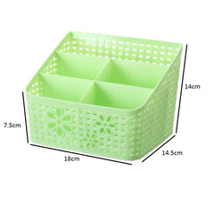 SYGA 4 Compartment Plastic Remote Stand,Makeup Organizer,Basket Desktop Storage Organizer(Blue)
