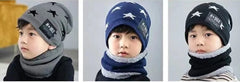 MOMISY Kids Winter Hat and Scarf Set, 2Pcs Warm Knit Beanie Cap and Scarf for 5-10 Years Old Boys and Girls (Blue S)