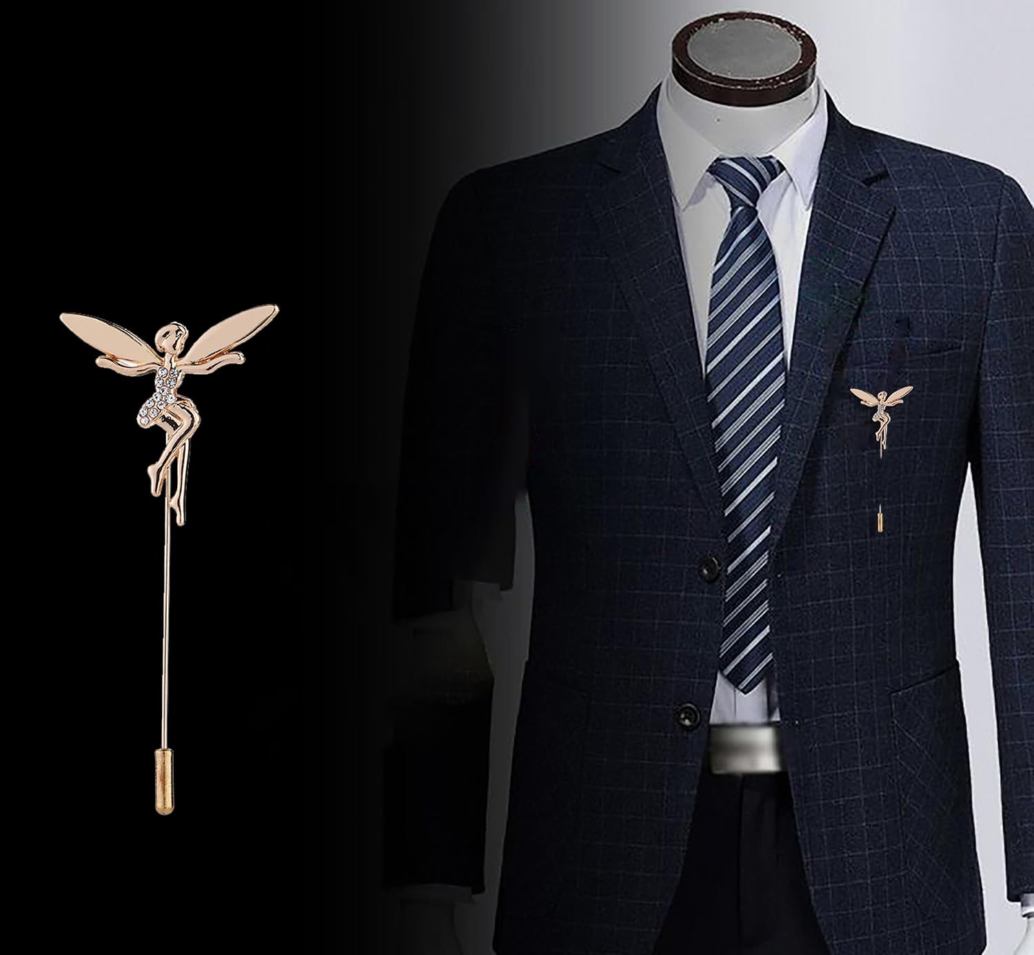 SYGA Men's Retro Crystal Flower Lapel Pin, Small Suit Brooch with CZ Stones, Silver