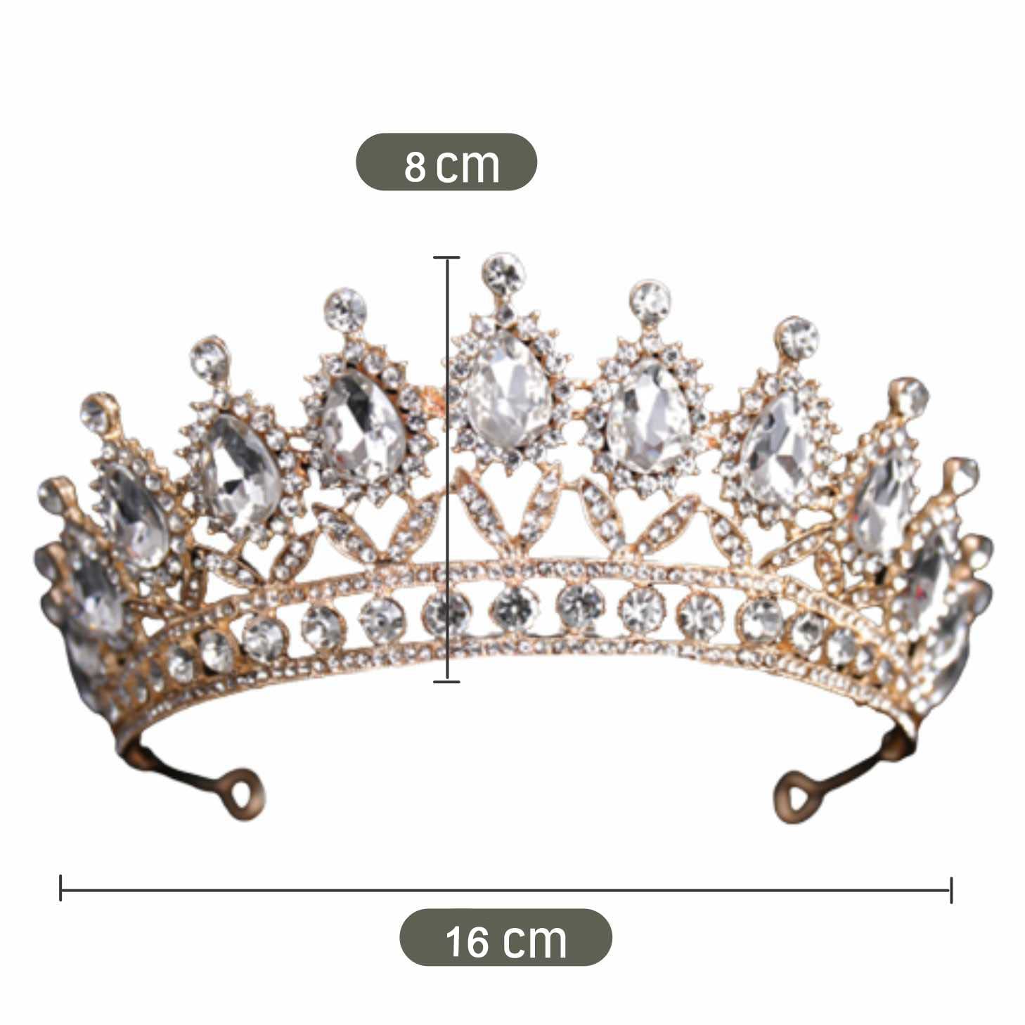 SYGA Crown Tiaras Princess Antique Bronze Crystal Rhinestone Bride Diamond Women Headband Wedding Jewelry Hair Accessories - White Diamond (Gold)