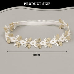 SYGA Baby Girl's Flower Leaf Headband Soft & Stretchable Cotton Hairband for Infants, Toddlers, Little Princesses (0-3 Years Gold-04)