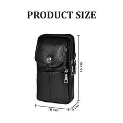 MOMISY Leather Crossbody Sling Bag, Mobile Cell Phone and Passport Holder, Travel Waist Pouch Holster for Men and Women (Black)