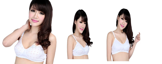 MOMISY Women's Daily Use Cotton & Elastane Non-Wired Bra-Pack of 3-Size 38