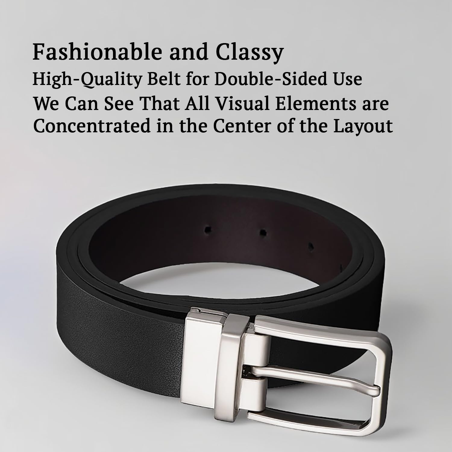 SYGA Men's PU Leather Belt, Casual Plain Pattern,122 cm Length, 3.3 cm Width (Black + Coffee)