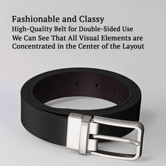 SYGA Men's PU Leather Belt, Casual Plain Pattern,122 cm Length, 3.3 cm Width (Black + Coffee)