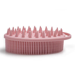 MOMISY Ultra Soft 2-in-1 Body & Shampoo Brush, Exfoliating Silicone Bath Scrubber, Premium Silicone Loofah, Scalp Massager (Pink)