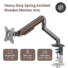 White Mulberry |DIY| Woodcraft - Premium Wooden Arm | Desk Mounted Monitor arm 15-32 Inch Monitor|9Kg Screen Capacity|Spring Assisted Premium Wooden Metal Desk Mount-(Single Screen)