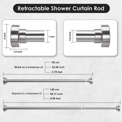 STANSY Adjustable Telescopic Curtain Rod 85 to 140 cm | Heavy-Duty Stainless Steel Tension Rod for Window, Door & Bathroom | Rust-Resistant Multipurpose Expandable Rod