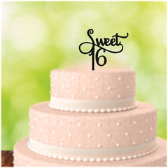 DecuT Black Sweet 16 Cake Topper for Birthday