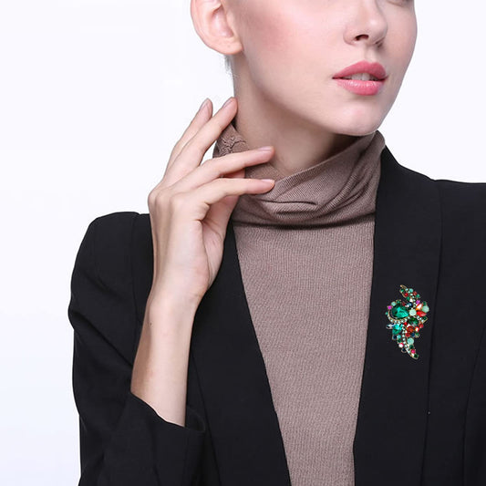 SYGA Fashion Creative Personality Crystal Glass Brooch Corsage Women's Clothing Accessories (AL222A-Pink)