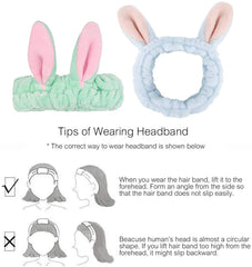 MOMISY Elastic Lovely Hair Band Wash Face Spa Headband-Washable Facial Band Makeup Wrap Headbands Fits All Head Sizes for Women (Green Pink)