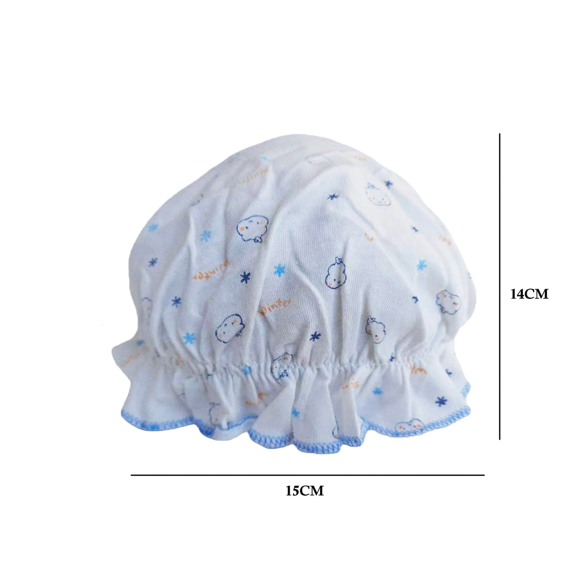 SYGA Newborn Adjustable Cotton Layer Hats Soft Comfort Baby Toddler Print Infant Hat for 0-6 Months 15 X 14 CM (Single Layer Light Blue)