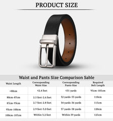 SYGA Men's PU Leather Belt, Casual Grain Pattern, 122 cm Length, 3.3 cm Width (Black + Brown)