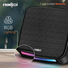 FRONTECH 2.0 USB Powered Multimedia Speakers with RGB Lights, 2 x 3W Drivers (5.2 cm), AUX Connectivity, for Laptop, PC, Mobile, 1 Year Warranty (SPK-0007, Black)